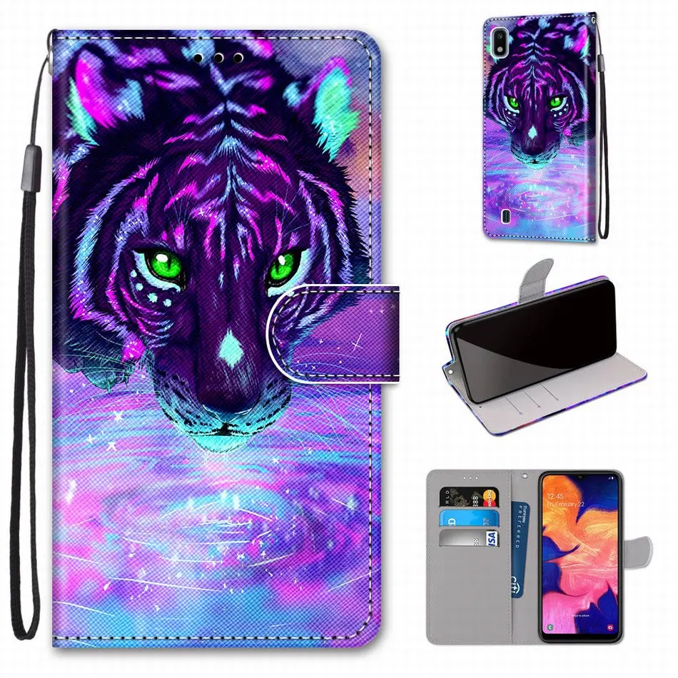 Флип чехол Fierce Lion Tiger Wolf для Samsung Galaxy A10 A10S A20S A20E A20 A2 Core A30 A40 A50 A60 A70 A80 Capa