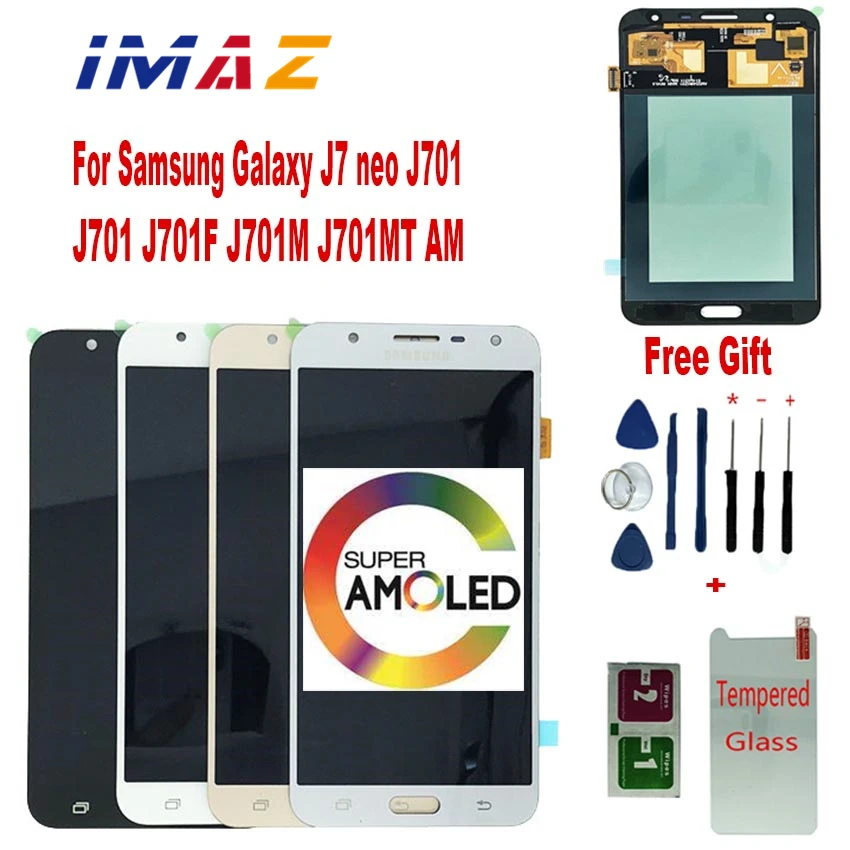 

IMAZ Super AMOLED LCD For Samsung Galaxy J7 Neo J701 J701F J701M J701MT LCD Display Touch Screen Digitizer Assembly Replacement