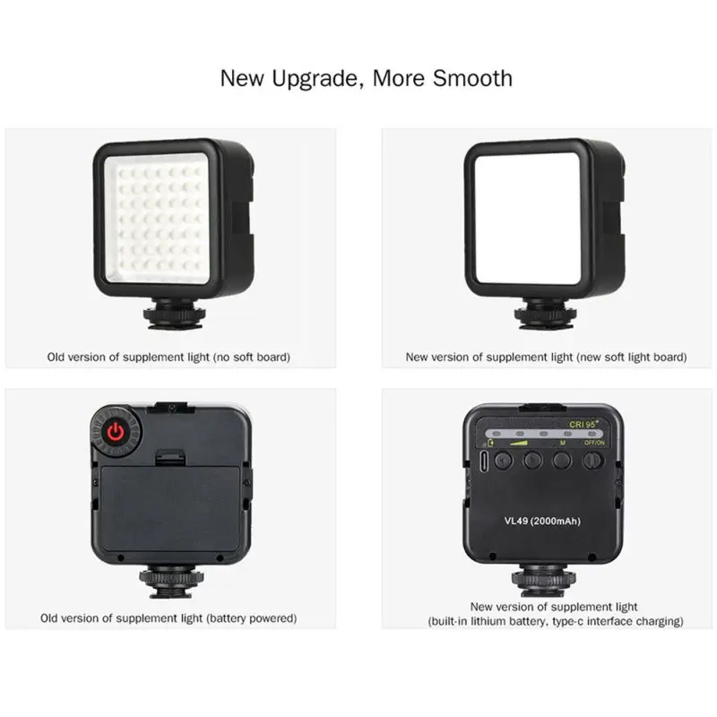 Upgraded Photographic Lighting 5500K soft light board 2000mAh 49 LED Video Photography Lights 14 Screw (3)