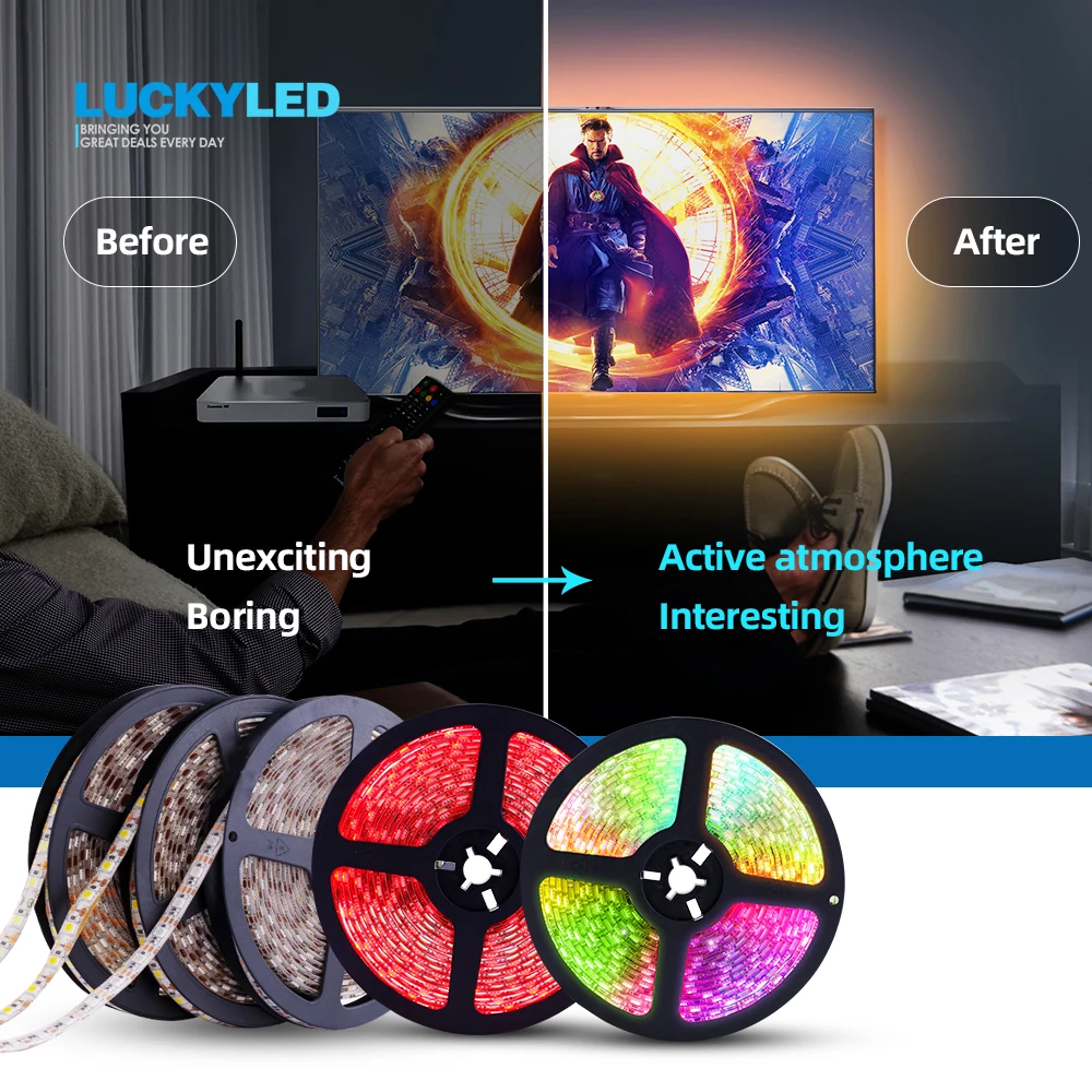 LUCKY светодиодный 5 в светодиодный USB 2835 SMD Гибкая RGB лента светодиодный wifi светодиодный светильник подсветка ТВ с дистанционным управлением 24 клавиши 3 кнопки