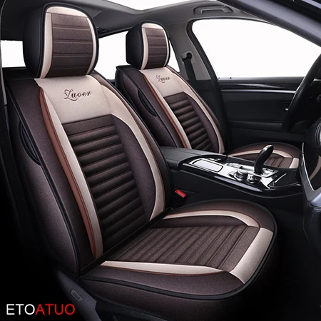 ETOATUO универсальные льняные Чехлы для автомобильных сидений для Honda все модели URV CRV CIVIC fit accord jazz XRV city HRV vezel Insight Spirior car - Название цвета: coffee  standard