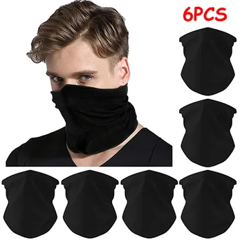 

6pcs Men Magic Black Scarf Outdoor Headwear Scarf Breathable Bandana Sports Tube Uv Facemasks Workout Hiking Neck Warmer