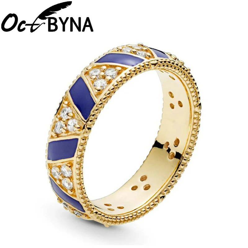 Octbyna классический кристалл бренд кольцо для женщин Циркон высокого качества бант-узел Корона талисманы Свадебное обручальное кольцо Ювелирные изделия Подарки