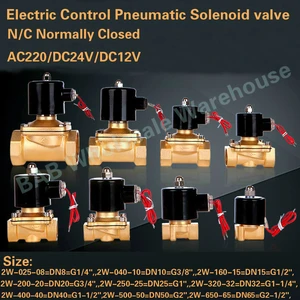 Pneumatic Electric Solenoid valve 1/4" to 2-1/2" DN8 to DN65 for Cold&hot water,oil,air,gas/brass body N/C 2 Way AC220V DC24V12V