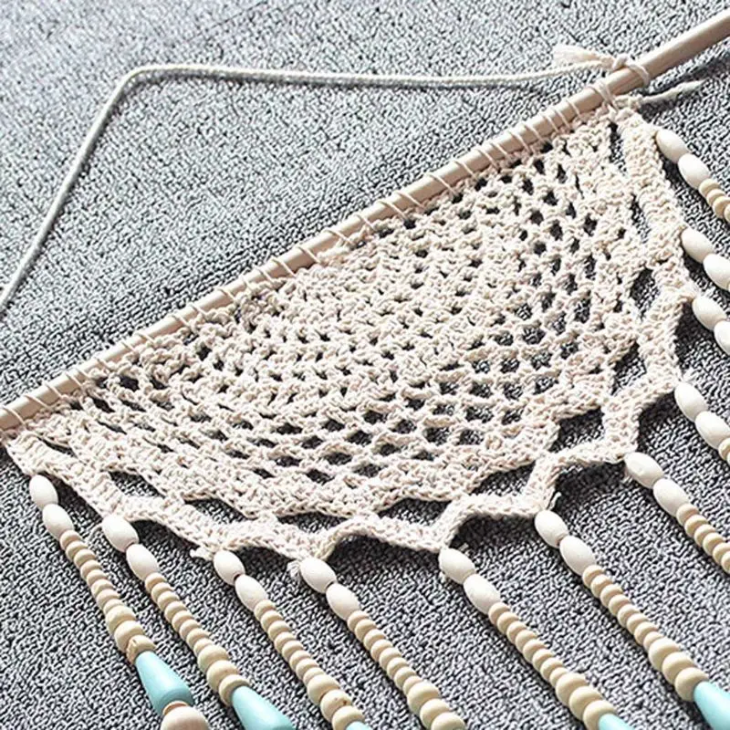 Beads Macrame Woven Wall Hanging Tapestry Handmade Boho Chic Bohemian Apartment Dorm Room Home Decor