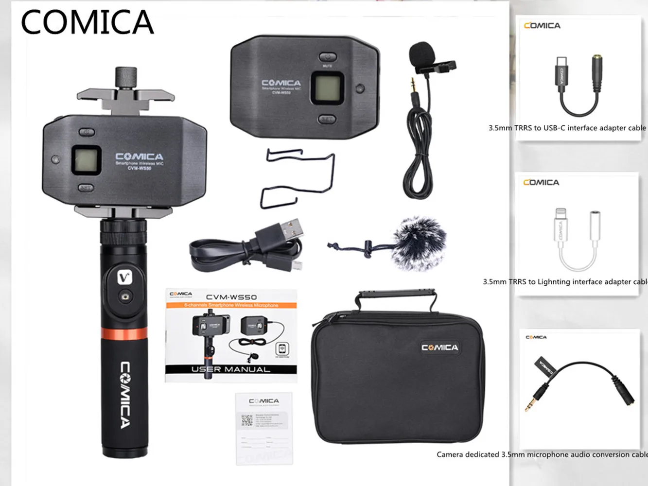 

COMICA CVM-WS50(A) Mobile Professional Lavalier Wireless System 6-Channels Smartphone Wireless Microphone