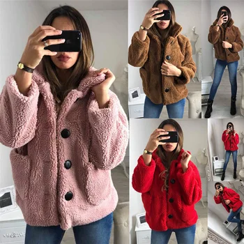 

Autumn Winter New Thick Warm Soft Clothing Female Jacket Plush Solid Coat Women Casual Overcoat Elegant Short Tops Outerwear