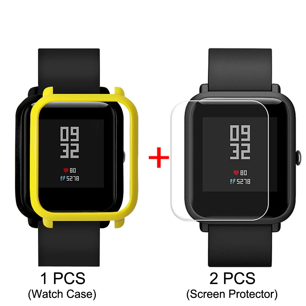 Inasmile Стильный чехол+ 2 шт Защитная пленка для экрана для xiaomi correa amazfit bip ремень pulseira amazfit bip чехол Аксессуары