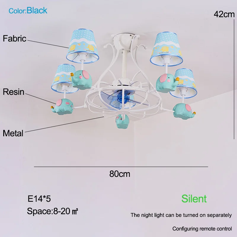 Современный потолочный вентилятор на детский сад люстра вентилятор в подарок светильник с вентилятором для детской комнаты потолок вентилятор с пультом люстра вентилятор лампа регулировка потолочного вентилятора - Цвет лезвия: Синий