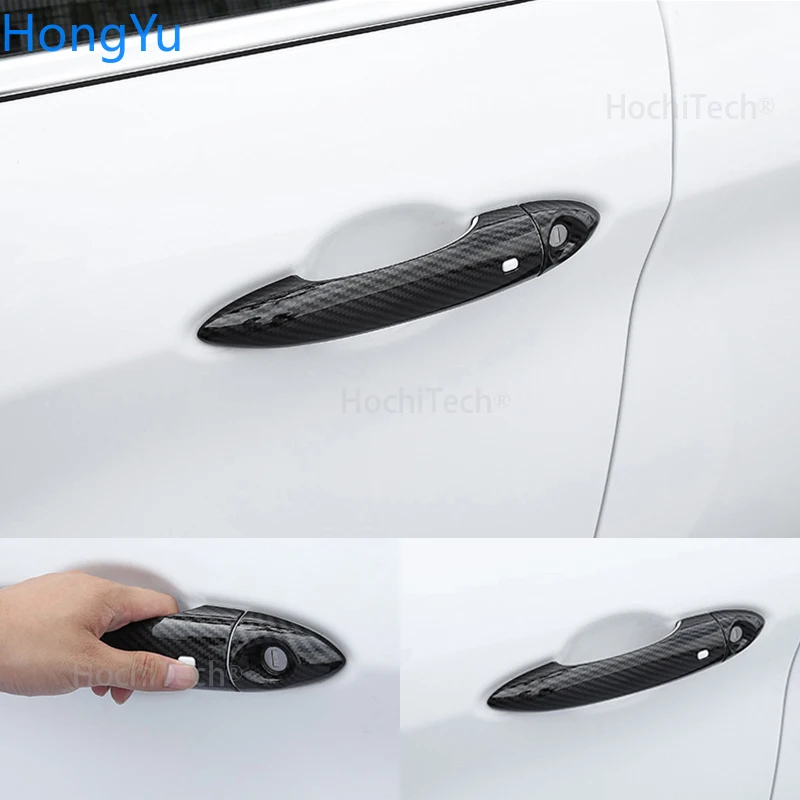Car Door Cover Trim Trim Smart Key Hole Real Fibra di Carbonio Maniglie Esterne Generies per Alfa Romeo Giulia 952 Stelvio 949 2015 2016 2017 2018 2019 2020