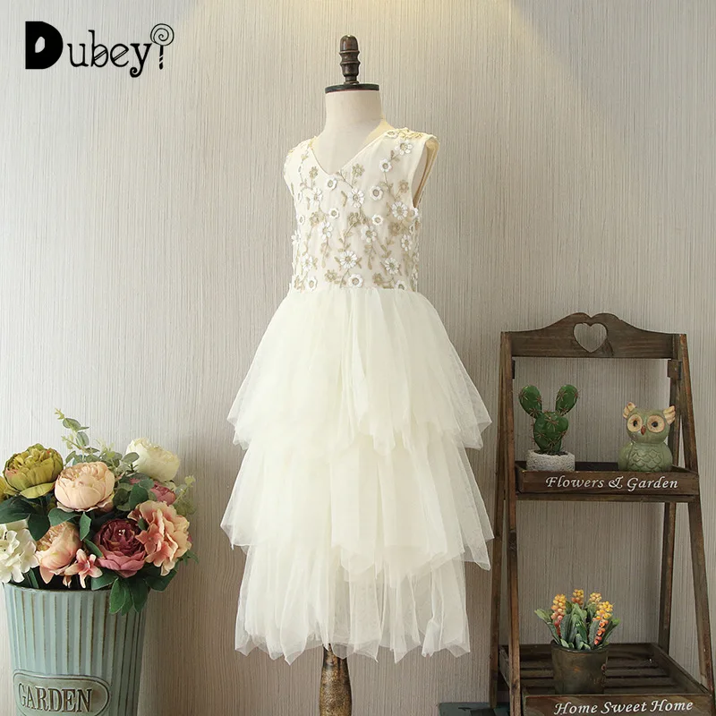 

Flower Girl Layered Dress Toddler Girl Princess Costume Elegant Kids Frocks Clothes Little Girl Thanksgiving Dress