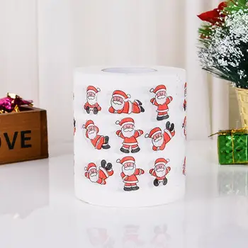 

5 Rolls Disposable Napkins Tissue Creative Napkins Christmas Toilet Papers Christmas Pattern Series Printed Toilet Paper