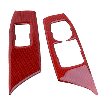 

2pcs Red Carbon Fiber Window Lift Master Switch Cover fit for Chevrolet Camaro 2016 2017 2018 2019 2020