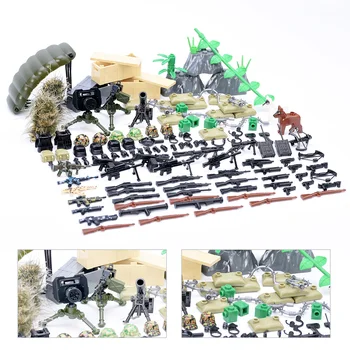 

MODIKER 150Pcs World War II German Soviet US Army Figure Weapon Armor Building Block Kit