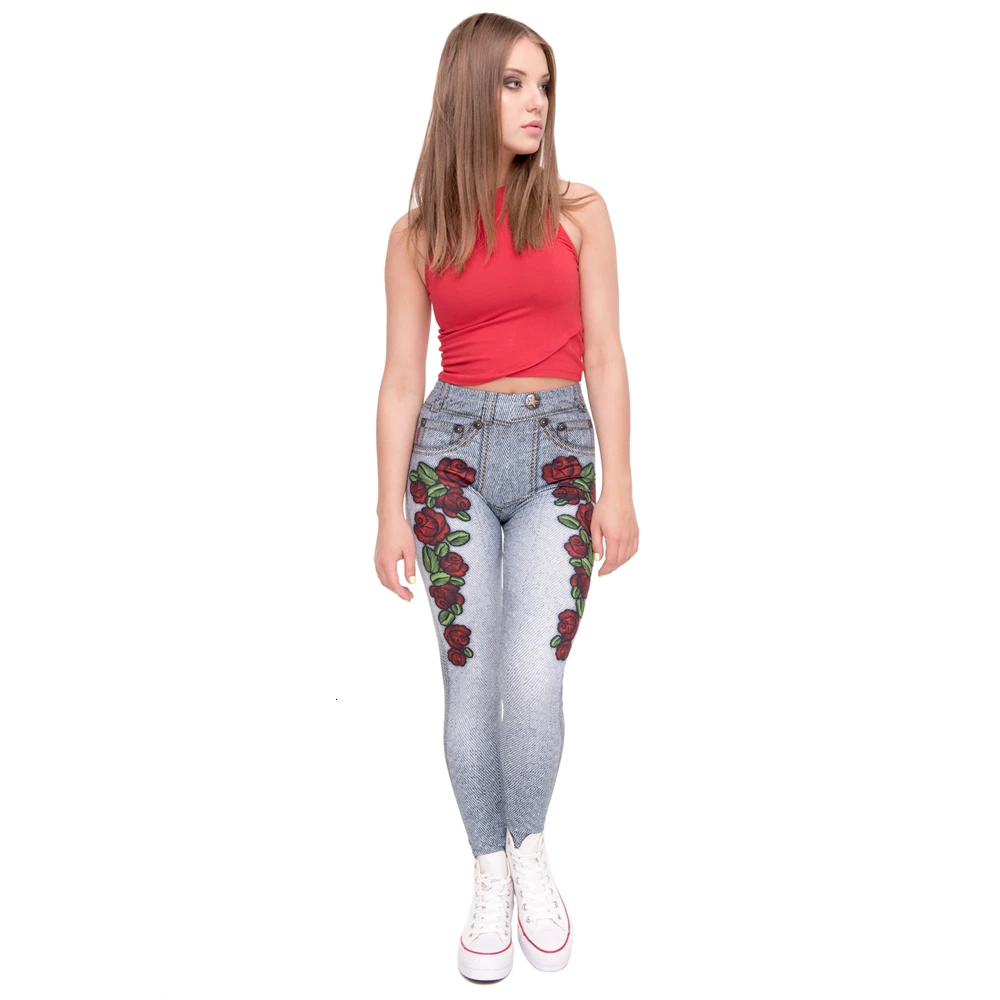 Новый дизайн леггинсы mujer имитация джинсы 3D печать леггинсы фитнес feminina леггинсы женские леггинсы для тренировки