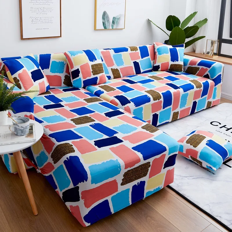 Multi Plaid Угловые чехлы для диванов для домашних животных, эластичные чехлы для диванов для гостиной, Стрейчевые чехлы из полиэстера для диванов на двоих - Цвет: Multi Plaid