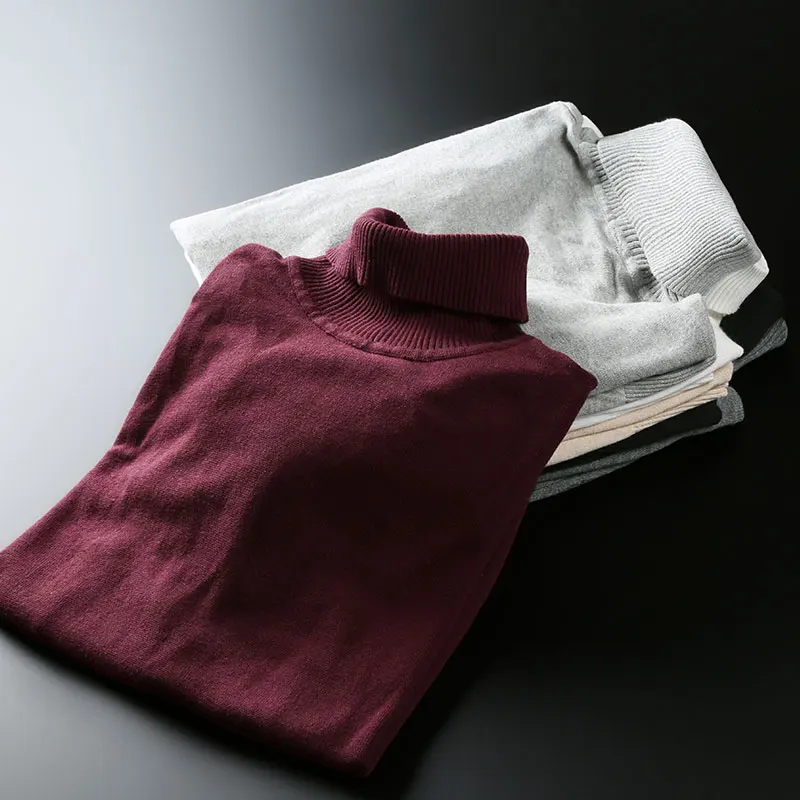 New Fashion Brand Turtleneck Sweaters Mens Pullovers Slim Fit Jumpers Knitwear Winter Korean Style Casual Clothing Men