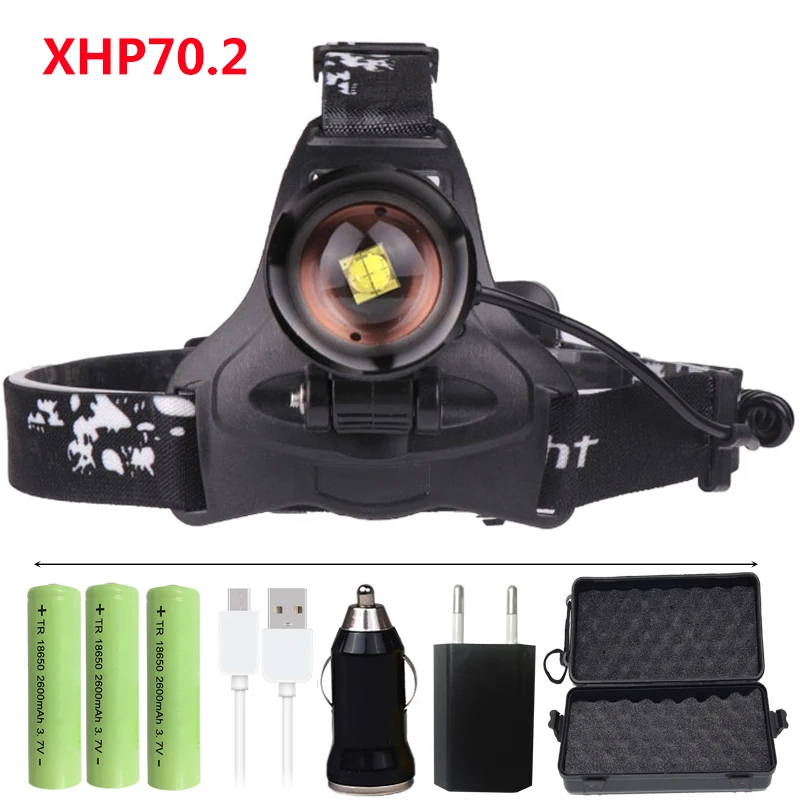 Option H 2806 3800лм 32 Вт чип XHP70.2& XHP50 головной светильник Мощный светодиодный налобный фонарь с зумом Головной фонарь фонарик Фонарь внешний аккумулятор светильник - Испускаемый цвет: Option H