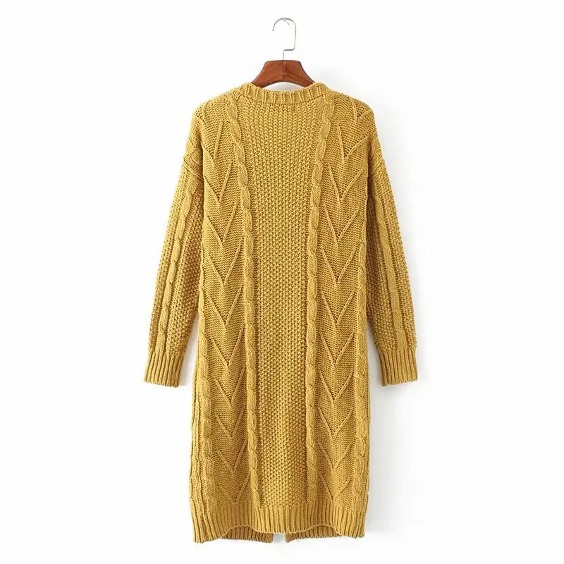 

Western Style Autumn New Style Retro Sweater Mid-length Loose-Fit Pumps Solid Color Cardigan Coat Women's