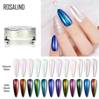 

ROSALIND Aurora Powder Nail Glitter Shine Pigment Nail Dust Decoration Sparkles For Nail Art Design Top Base No Cure 0.2g