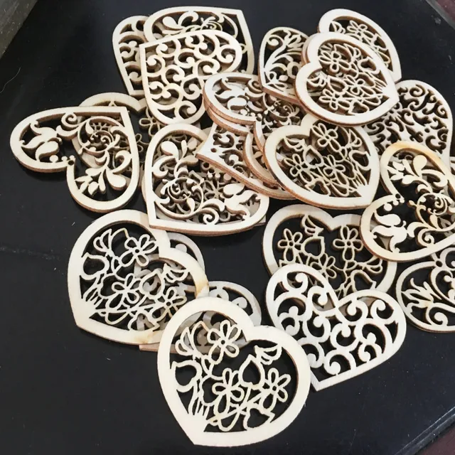 30pcs wooden crafts hollow carving