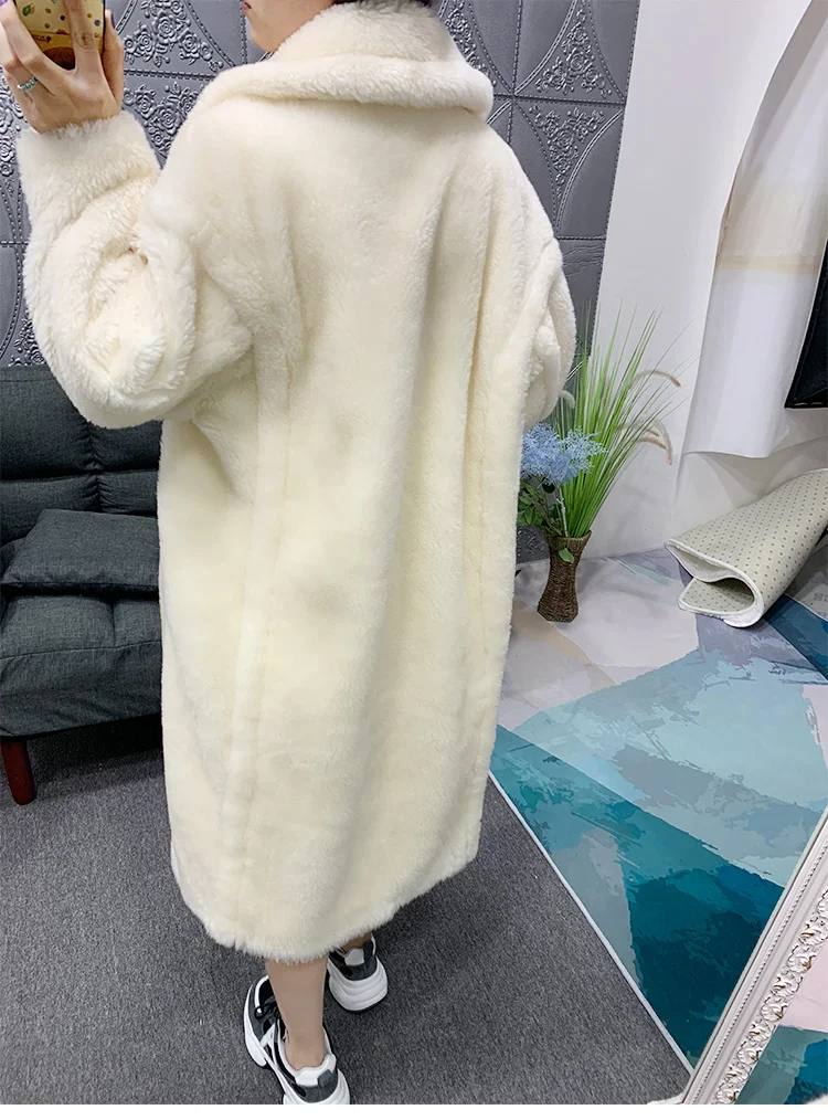natural sheep fur wool blends women winter coat (20)