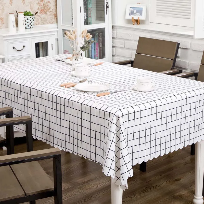 

Nordic Dustproof Cotton Linen Tablecloth Breathable Tough Wear-resistant Square Checkered Stain Resistant Table Placemats