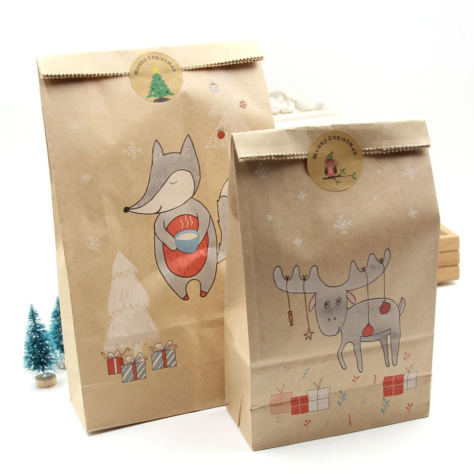 12 шт./партия, Рождество, 2 размера, крафт-бумага, коробки для конфет, подарки, товары для гостей, упаковочные коробки с рождеством, сувениры и украшения для вечеринок
