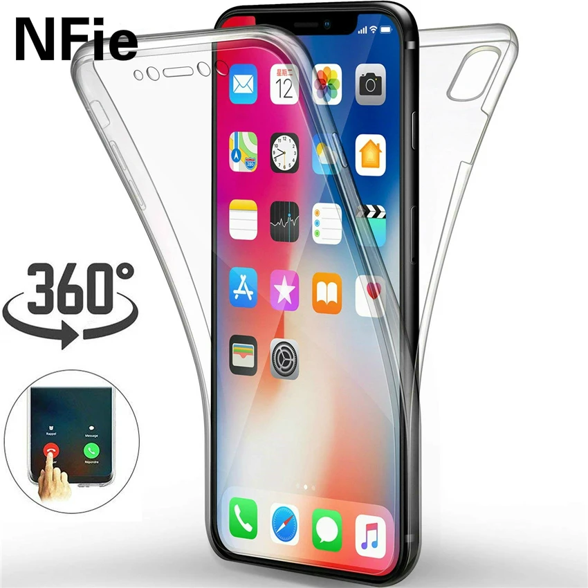 

360 Back Cover Front Cover Soft TPU Case for iphone X XR XS MAX 11 Pro Max Double Silicone Case for iphone 5 5S 6 7 8 Plus