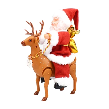 

Electric Santa Claus Riding Elk Toy Christmas Decorations Gift