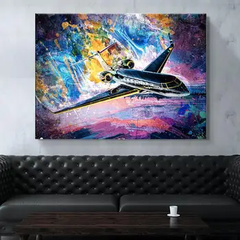 

Prints Posters Home Decorative 1panel Watercolor Aircraft Canvas Painting Wall Artwork Modern Boy Bedroom Modular Pictures Frame