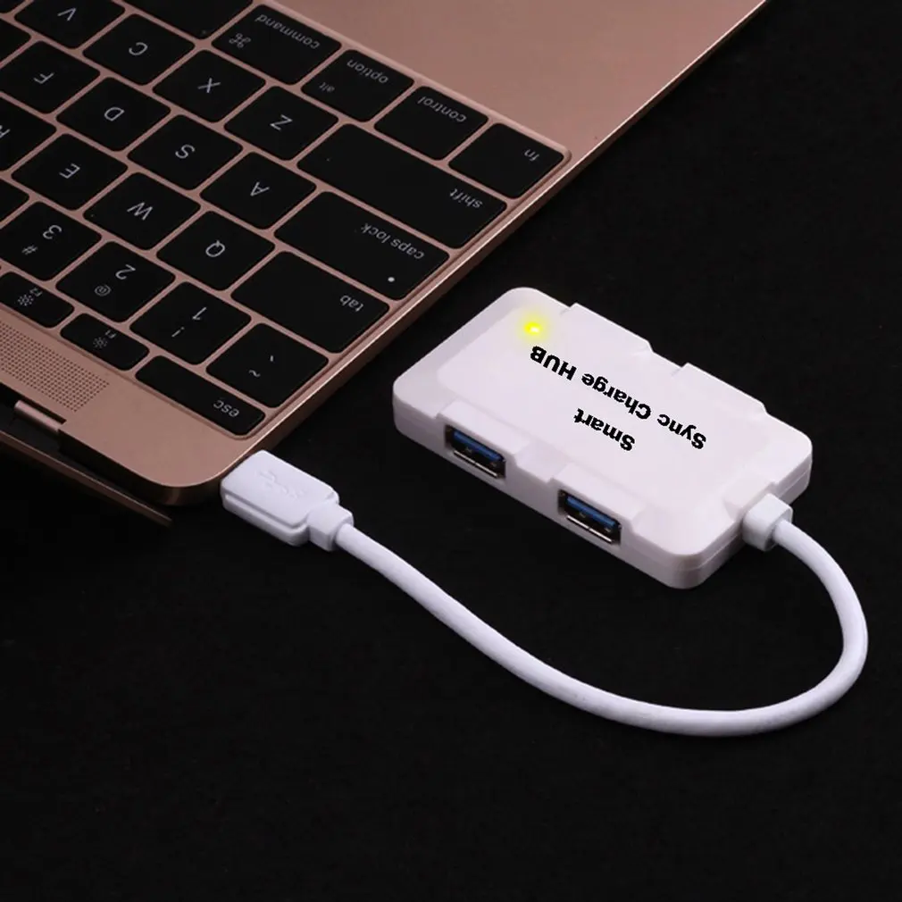 4 порта USB 3,0 Супер Скоростной концентратор питание портативный тонкий Встроенный кабель расширения данных синхронизации зарядки адаптер