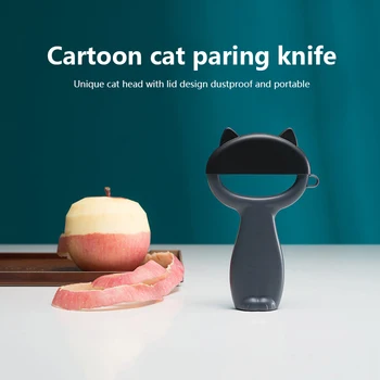 

1PCS Cartoon Cat Peeling Knife With Lid Fruit Peeler Portable Peeling Melon Planing Fruits And Vegetables Fruit Planer