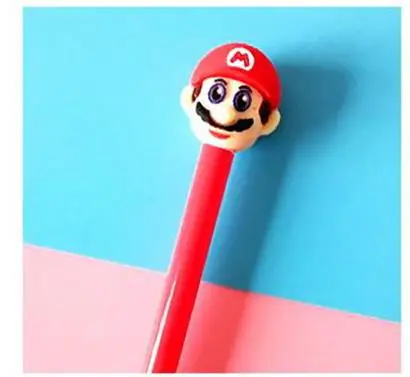 1 шт. мультяшная Супер Марио черная чернильная ручка милый Марио Brother фигурки шариковая ручка ПВХ Модель Детская Подарочная игрушка - Цвет: 1 pcs