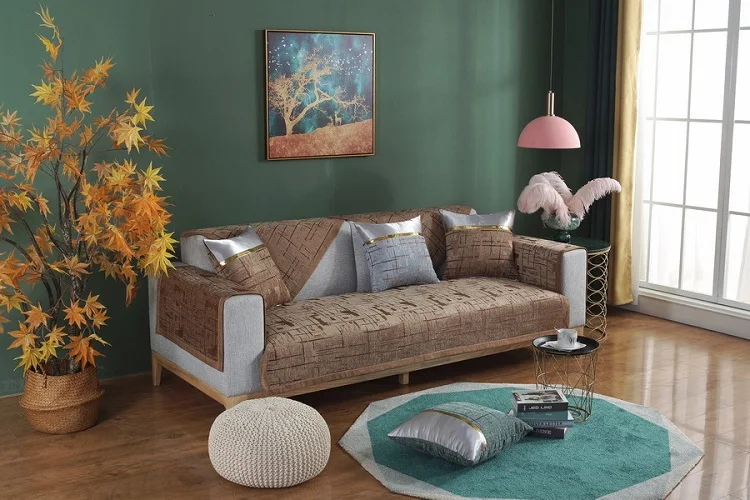 1Piece chenille nordic minimalist combination sofa cushion living room decoration jacquard anti-slip cushion cover sofa towel