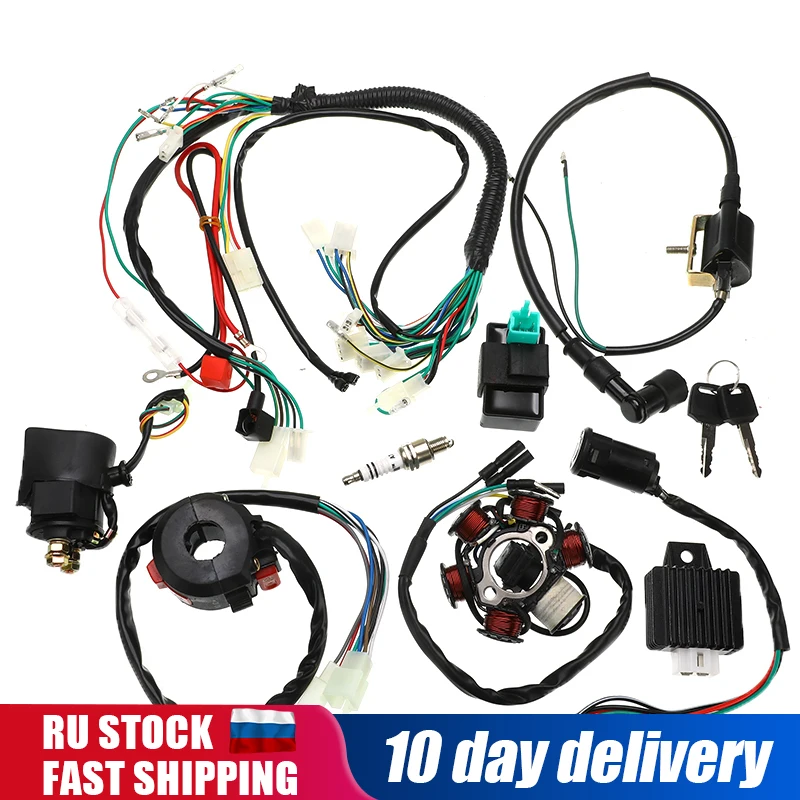 1Set Full Complete Electrics Wiring Harness CDI STATOR 6 Coil For