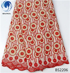 BS2208 BEAUTIFICAL хлопок швейцарская кружевная ткань Африканская швейцарская кружевная африканская швейцарская вуаль кружева высокого качества розовый 5 ярдов/шт для женщин BS22 - Цвет: BS2208