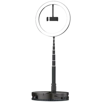 

26CM Ring Fill Light Folding Portable Dimmable Ring Fill Light Adjustable Brightness 24W LED Video Light for Makeup Live