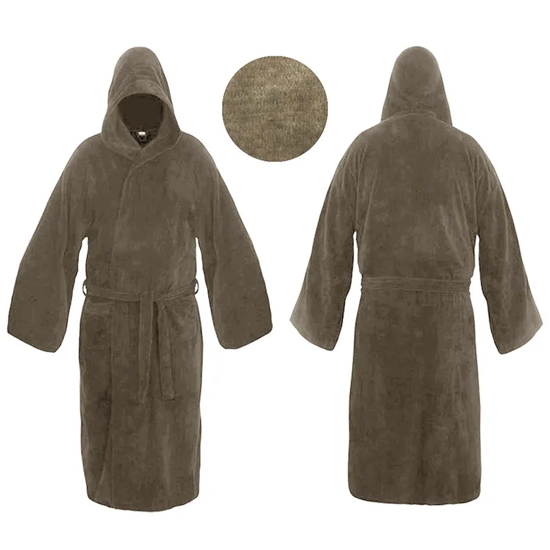 Зимний мужской халат, мягкий как шелк, удлиненный банный халат с капюшоном, мужской халат для мужчин, фланелевые халаты, банный Халат - Цвет: Khaki-25