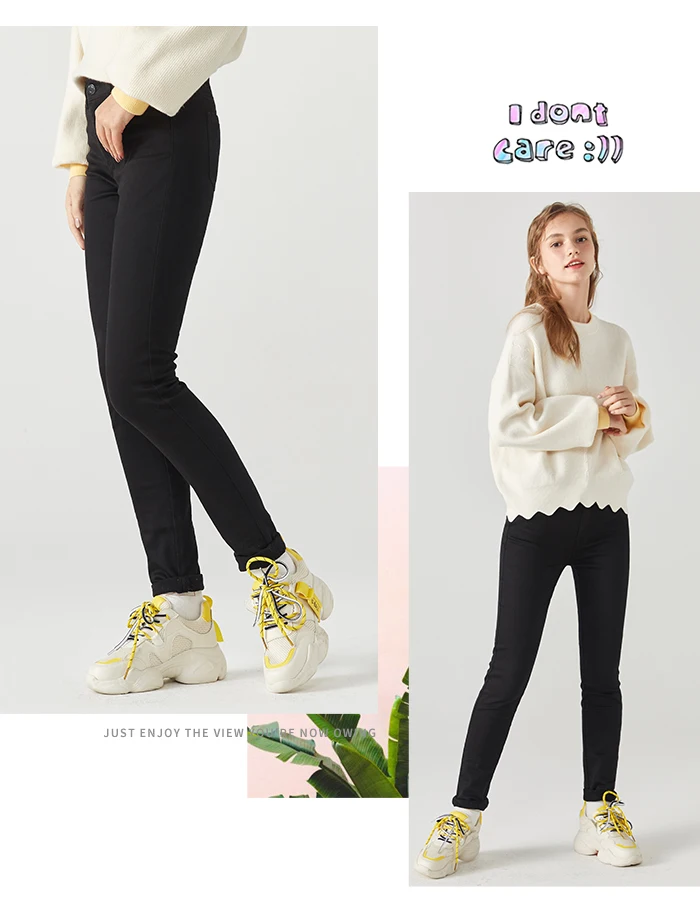 SEMIR повседневные женские брюки Зимние новые узкие брюки для взрослых простые однотонные базовые брюки хлопковые женские брюки