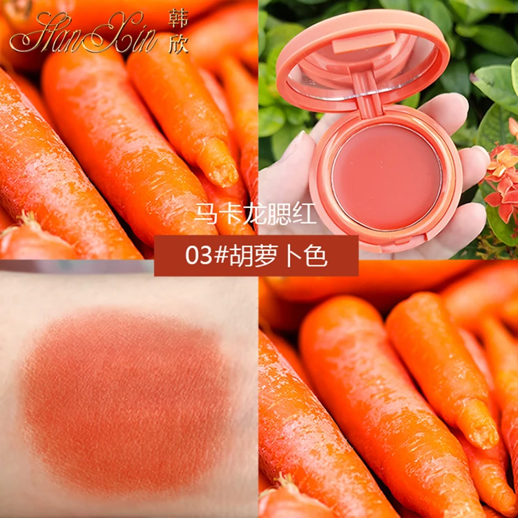 03carrot color HanXin цветные матовые водонепроницаемые Румяна для макияжа телесного цвета, стойкие Румяна для щек, косметический пигмент - Цвет: 03carrot color