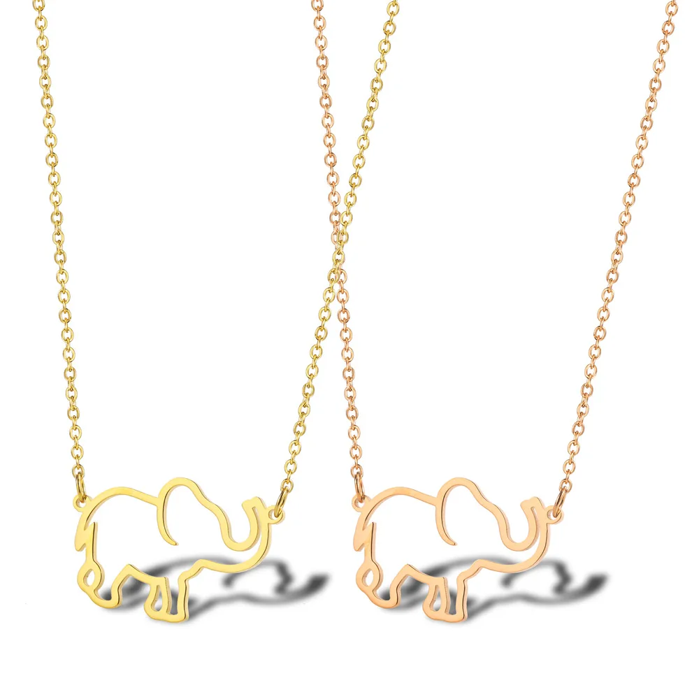 

Gold Necklace Chain Accesories Cute Animal Mascot Stainless Steel Jewelry Woman Hollow Elephant Fashion Pendant Necklace