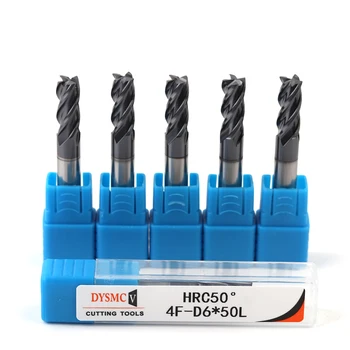

5PCS HRC50 4Flute 6mm Solid Carbide Endmill 50mm 75mm 100mm Long Standard Length Side milling Slotting Profiling face mill