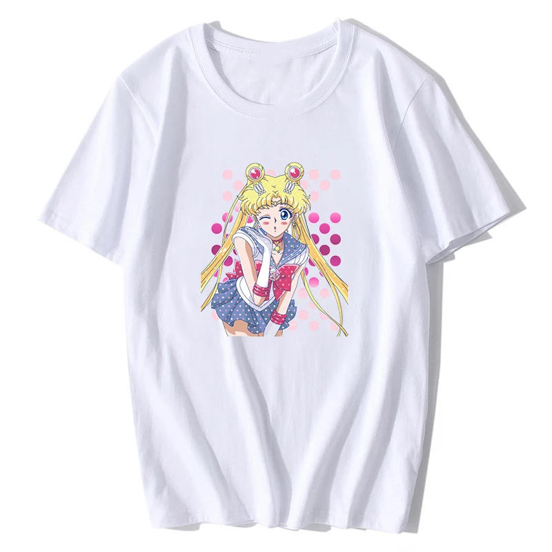 

Sailor Moon Casual T Shirt Women Funny Japanese Anime Kawaii Cute Funny Fashion Streetwear Harajuku Summer Girl Tshirt
