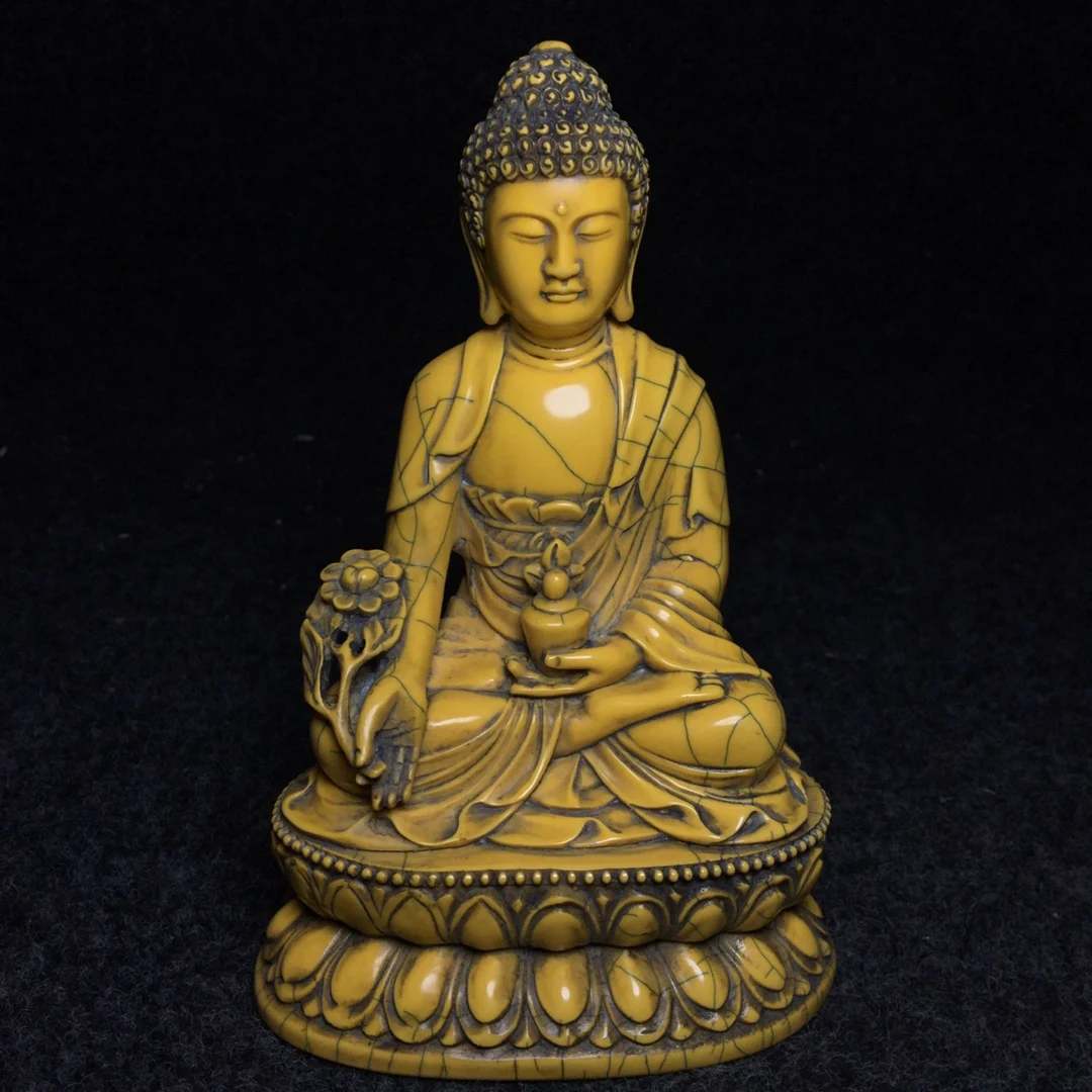 

Chinese antiques collection old medicine master Buddha Tanbuddhism bone carving old Buddha Buddha hall feng shui worship town ho