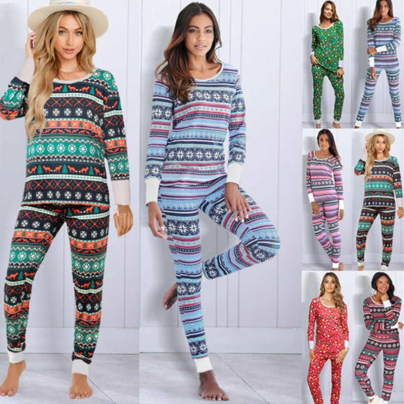 Christmas Pajamas Suit Set Thermal Underwear Set Long Johns Lined Ultra Soft Top & Bottom Base Layer Thermals for Women ouc449