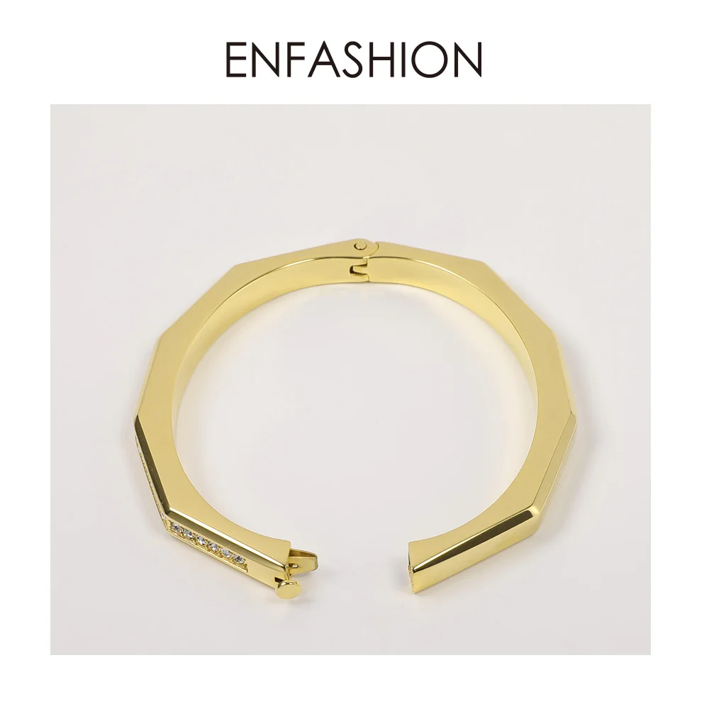 ENFASHION, Кристальные геометрические браслеты-манжеты, браслеты для женщин, аксессуары, ювелирные изделия из нержавеющей стали, модный подарок, Прямая поставка, B2043