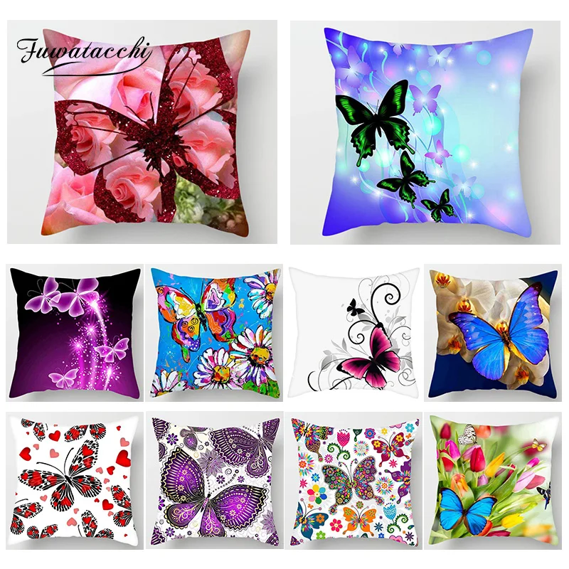 

Fuwatacchi 3D Elegant Butterfly Print Cushion Cover Animal Painting Sofa Car Chair Home Decor Pillows Cover Throw Pillow Case