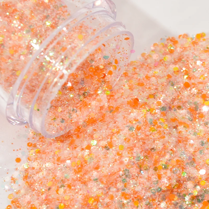 1Box Nail Mylar Flake Glitter Mixed Size Flake Dust Hexagon Sequins Broken Chunky Loose Flakes DIY 4