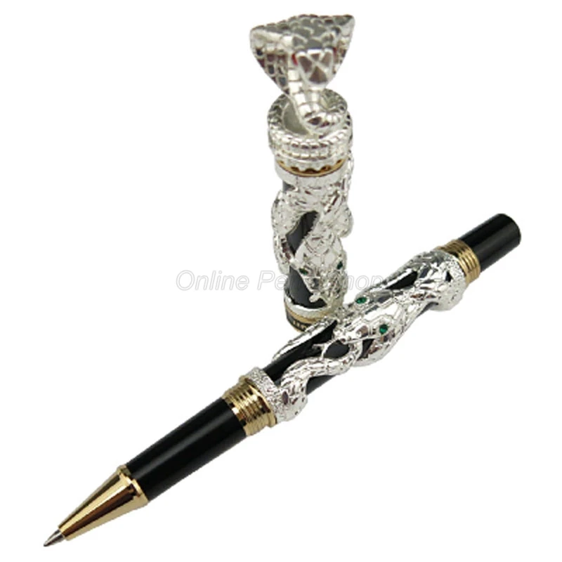 Jinhao Luxurious Snake Rollerball Pen Silver Cobra 3D Pattern Texture Relief Sculpture Technology Nostalgic Writing Gift Pen